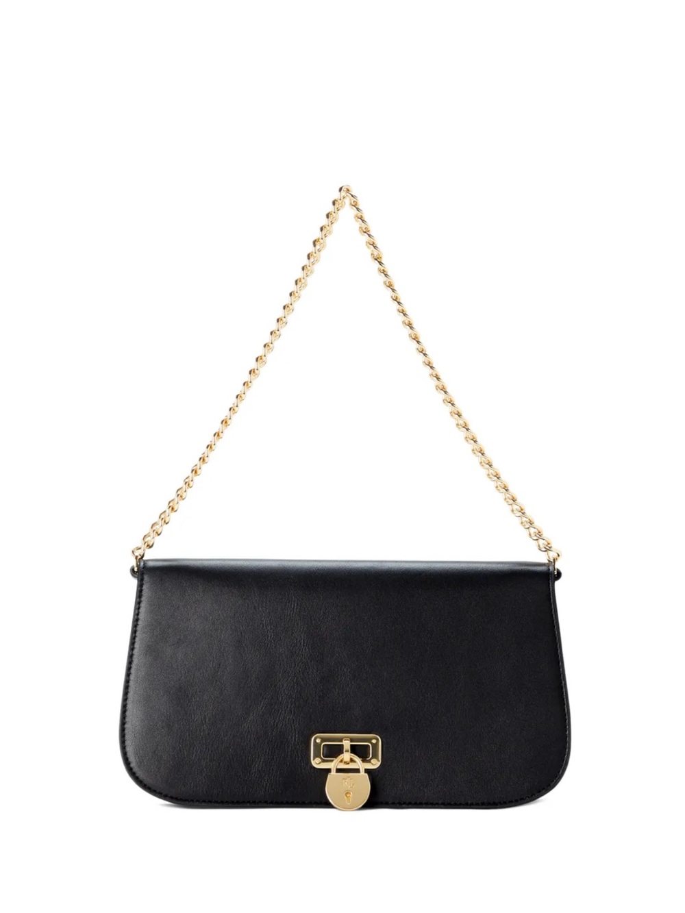 Lauren Ralph Lauren Leather Medium Tanner Shoulder Bag Black Chain-Handle